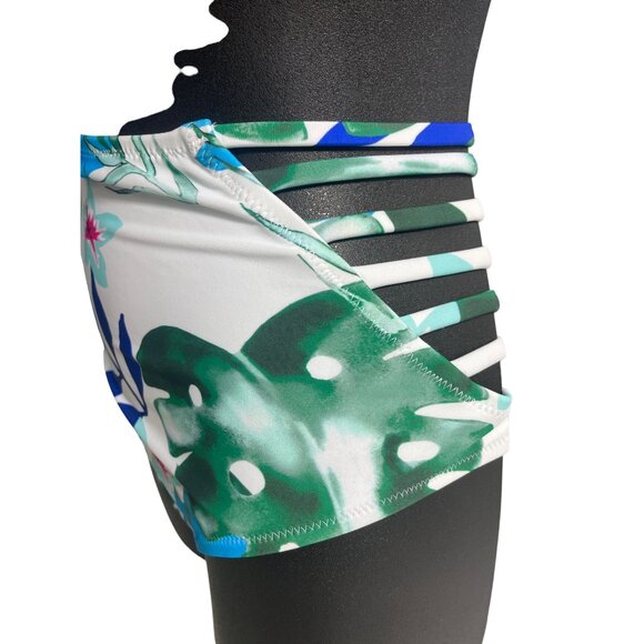 Cupshe Teal & Tropical Leaf Print High Waisted Bikini Set Sz L - New - Picture 6 of 11